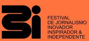 card com informações sobre festival 3i, está fundo laranja e texto preto. Na parte superior lado esquerdo tem o texto com letra preto "05 a 07 maio 2023 RJ", ao lado tem palavras em tamanho menor e uma baixo do outro letra maisculas "Debate", "Workshop", "Cases" e ao lado tem realização e logo da Ajor. Na parte central e inferior tem logo 3i e ao lado escrito "Festival de Jornalismo Inovador Inspirador e Independente
